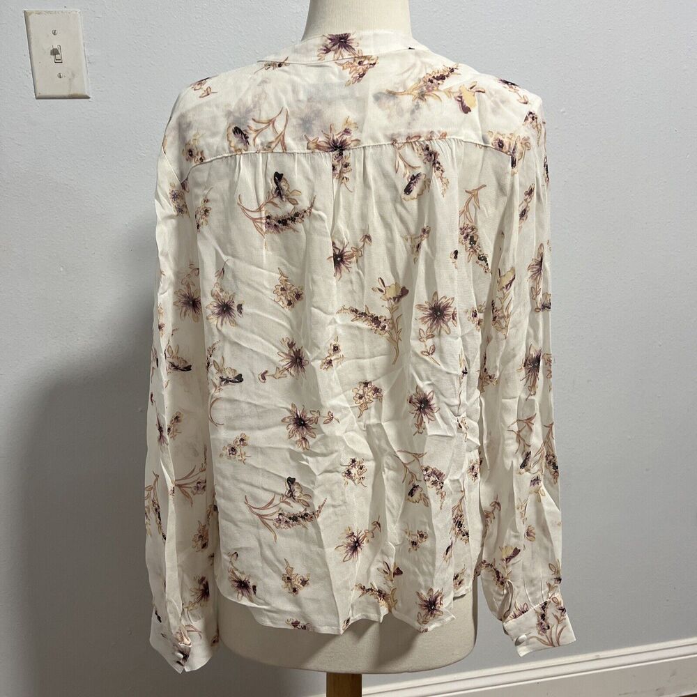 Flynn Skye Lace Up Blouse XS V-Neck Floral Y2K Top Long Sleeves - Picture 6 of 9